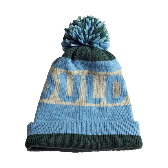 Boulder Other - Boulder Mens Knit Beanie Hat with Pom Pom Blue
